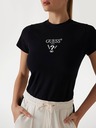 Guess Jeans Damen schwarzes T-Shirt mit Vorderlogo Guess Jeans