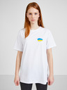DOBRO Weißes Oversize-T-Shirt für Damen No need for words aus der Kollektion DOBRO. for Ukraine