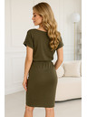 numoco 196-3 Sportkleid mit kurzen Ärmeln und Tasche - KHAKI