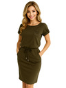 numoco 196-3 Sportkleid mit kurzen Ärmeln und Tasche - KHAKI