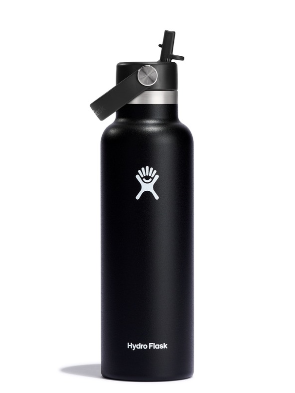 Hydro Flask Hydro Flask Edelstahl-Thermoflasche mit Standardmundstück und Strohhalmverschluss 21 oz (621 ml) Schwarz