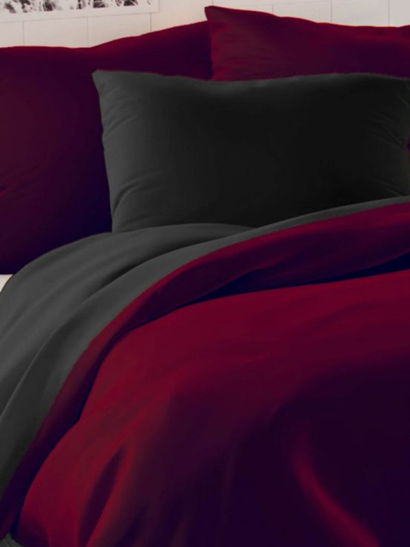 Kvalitex Satin-Französische Bettwäsche LUXURY COLLECTION 1+2, 240x200, 70x90cm bordeaux / schwarz Kvalitex