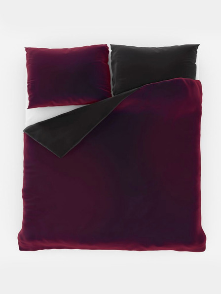 Kvalitex Satin-Bettwäsche LUXURY COLLECTION 140x200, 70x90cm bordeaux / schwarz Kvalitex