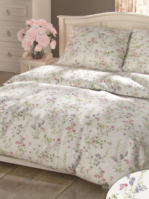 Kvalitex Französische Baumwollbettwäsche PROVENCE COLLECTION 200x200, 70x90cm FLORENCE grau