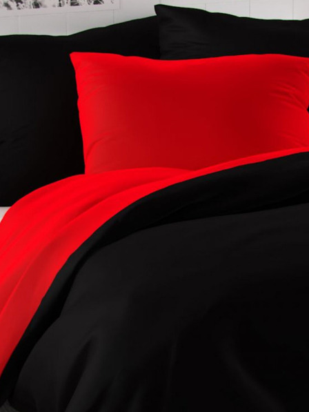Kvalitex Satin-Französische Bettwäsche LUXURY COLLECTION 1+2, 220x200, 70x90cm rot / schwarz Kvalitex