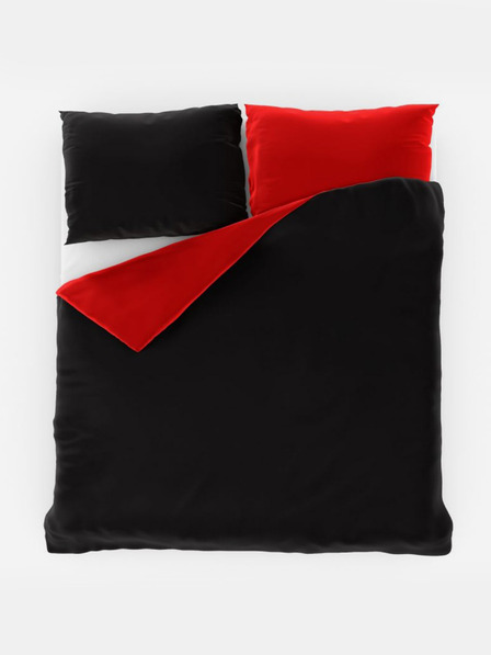 Kvalitex Satin-Französische Bettwäsche LUXURY COLLECTION 1+2, 220x200, 70x90cm rot / schwarz Kvalitex