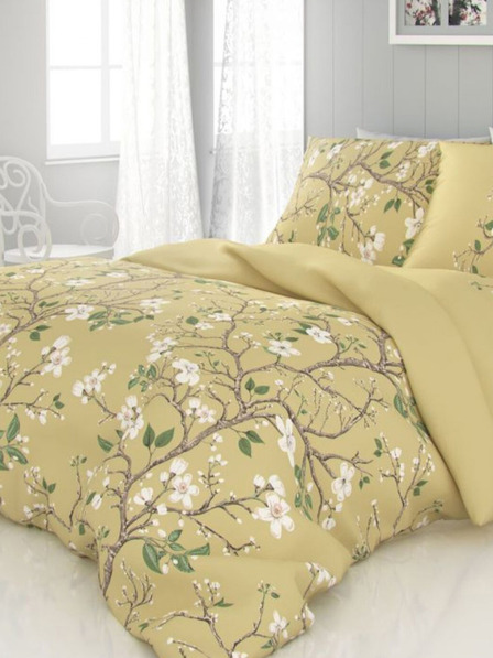 Kvalitex Satinierte französische Bettwäsche LUXURY COLLECTION 1+2, 220x200, 70x90cm SPRING gold