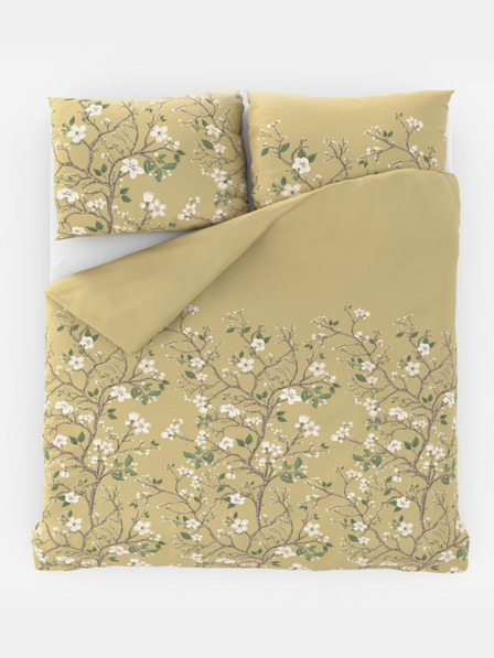 Kvalitex Satinierte französische Bettwäsche LUXURY COLLECTION 1+2, 220x200, 70x90cm SPRING gold