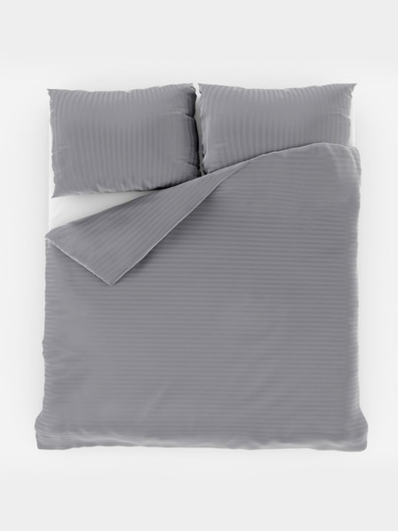 Kvalitex Spannbetttuch aus französischem Satin mit Streifen 1+2, 240x220, 70x90cm HELLGRAU