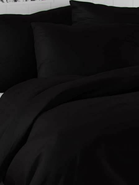 Kvalitex LUXURY COLLECTION Französische Satin-Bettwäsche 1+2, 240x200, 70x90cm schwarz