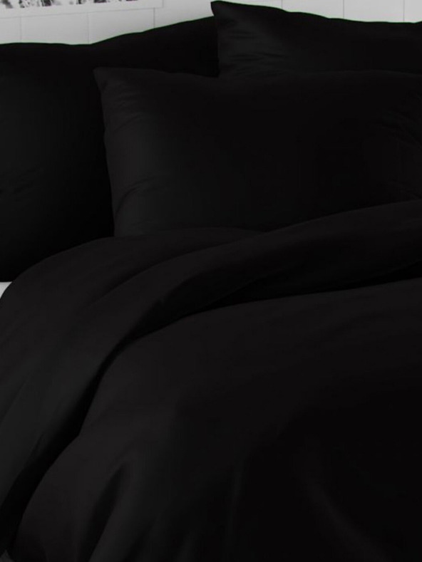 Kvalitex LUXURY COLLECTION Französische Satin-Bettwäsche 1+2, 240x200, 70x90cm schwarz