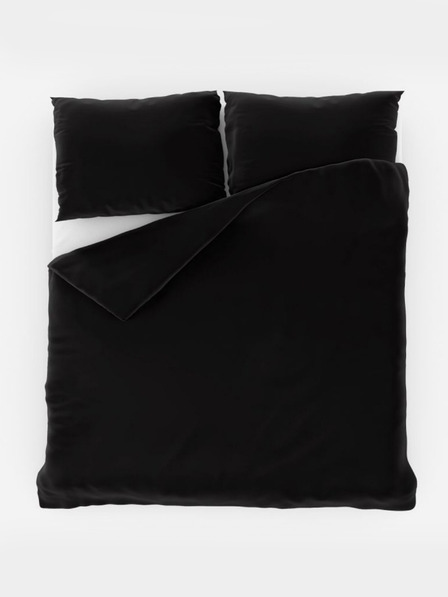 Kvalitex LUXURY COLLECTION Französische Satin-Bettwäsche 1+2, 240x200, 70x90cm schwarz