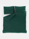Kvalitex Französisches Satinleinen mit Streifen 1+2, 200x200, 70x90cm DARK GREEN
