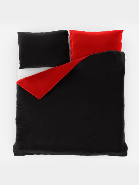 Kvalitex Satin-Bettwäsche LUXURY COLLECTION 140x200, 70x90cm rot / schwarz Kvalitex