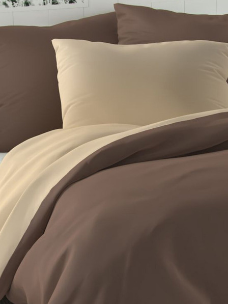 Kvalitex Satin-Französische verlängerte Bettwäsche LUXURY COLLECTION 1+2, 240x220, 70x90cm dunkelbraun / beige
