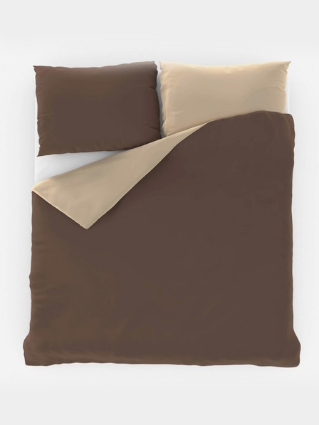 Kvalitex Satin-Französische verlängerte Bettwäsche LUXURY COLLECTION 1+2, 240x220, 70x90cm dunkelbraun / beige