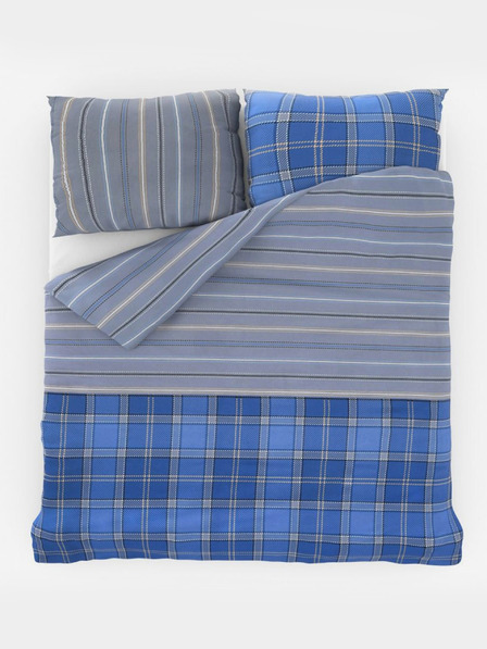 Kvalitex Französische Baumwollbettwäsche DELUX 220x200, 70x90cm CAMPUS blau
