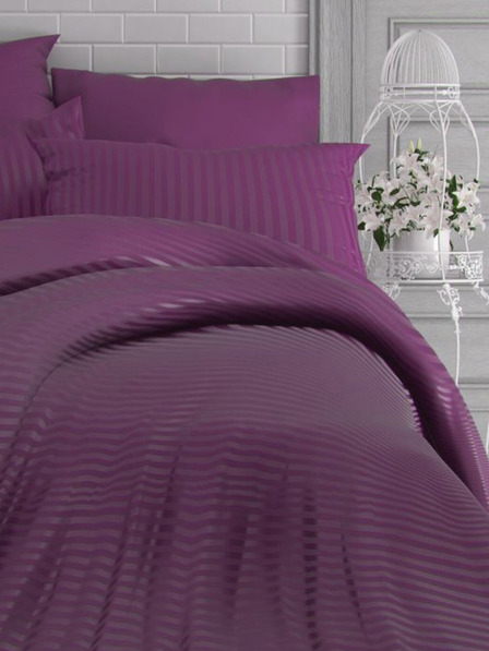Kvalitex Satin-Bettwäsche mit Streifen 140x200, 70x90cm PURPLE