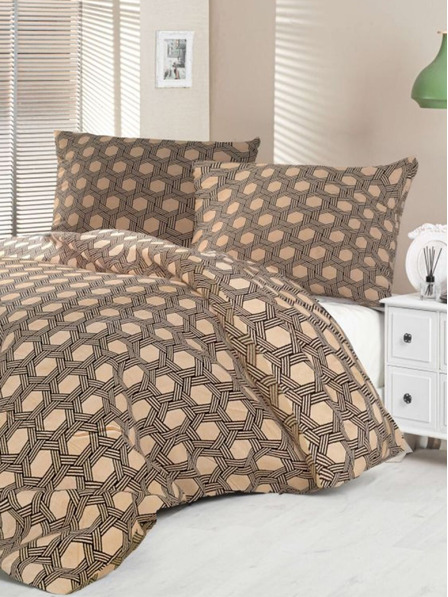 Kvalitex Satin Französische Bettwäsche Luxury Collection 1+2, 200x200, 70x90cm Carero Beige Kvalitex