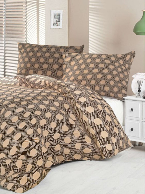 Kvalitex Satin Französische Bettwäsche Luxury Collection 1+2, 200x200, 70x90cm Carero Beige Kvalitex