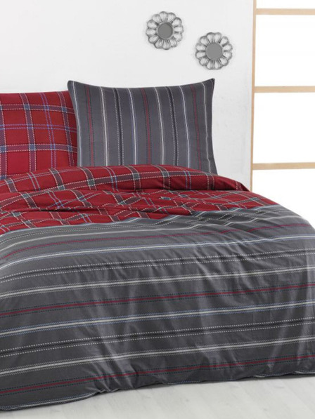 Kvalitex Französische Baumwollbettwäsche DELUX 240x200, 70x90cm CAMPUS grau