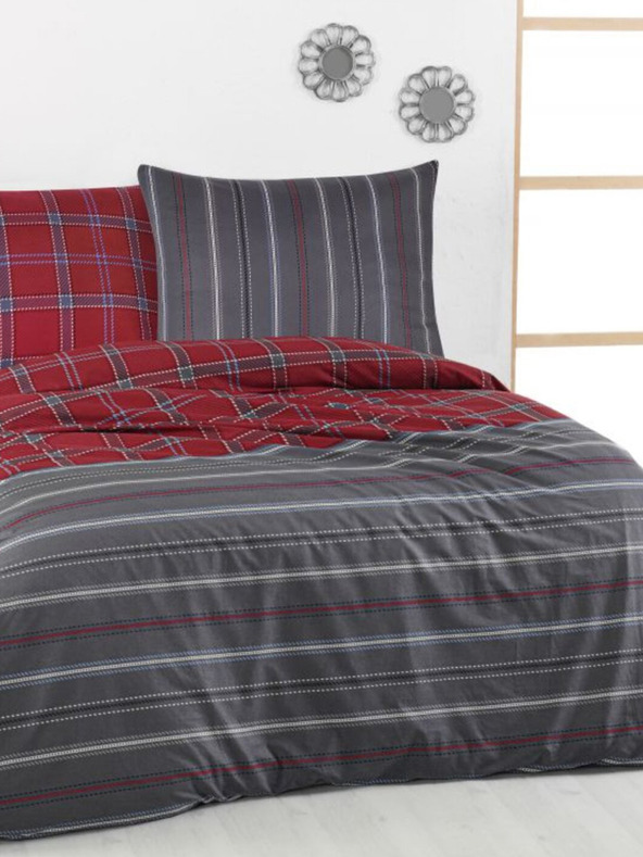 Kvalitex Französische Baumwollbettwäsche DELUX 240x200, 70x90cm CAMPUS grau