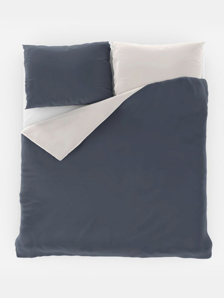 Kvalitex Satin-Französische Bettwäsche LUXURY COLLECTION 1+2, 240x200, 70x90cm dunkelgrau / weiß