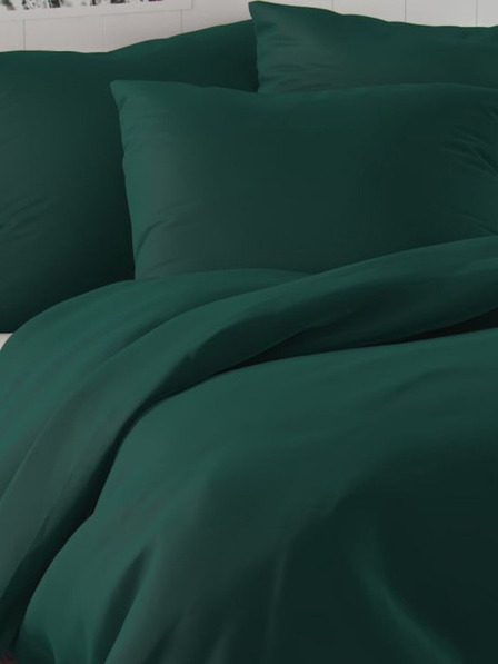 Kvalitex Französische Satin-Bettwäsche LUXURY COLLECTION 1+2, 200x200, 70x90cm dunkelgrün