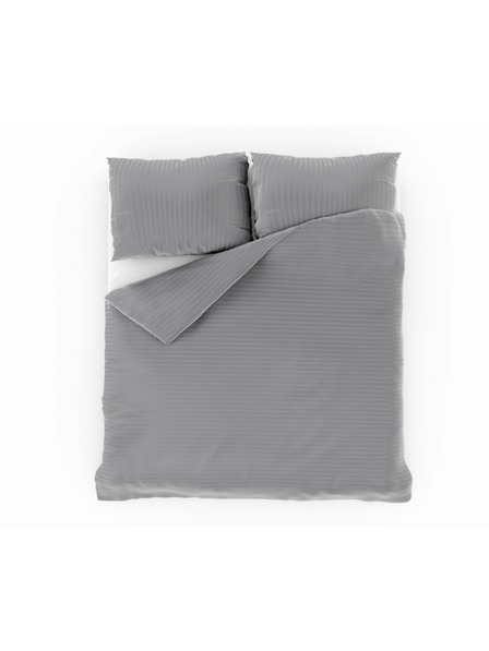 Kvalitex Satin Bettwäsche mit Streifen 140x200, 70x90cm Hellgrau Kvalitex