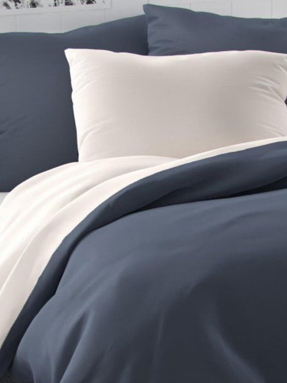 Kvalitex Satin-Französische Bettwäsche LUXURY COLLECTION 1+2, 240x200, 70x90cm dunkelgrau / weiß