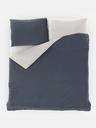 Kvalitex Satin-Französische Bettwäsche LUXURY COLLECTION 1+2, 240x200, 70x90cm dunkelgrau / weiß