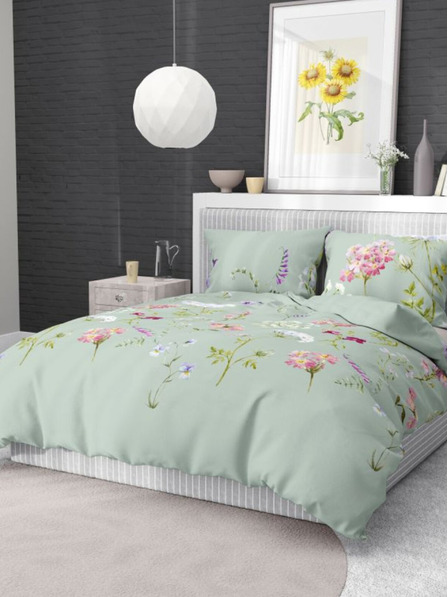 Kvalitex Französische Baumwolle Laken DELUX 200x200, 70x90cm BOTANICA grün