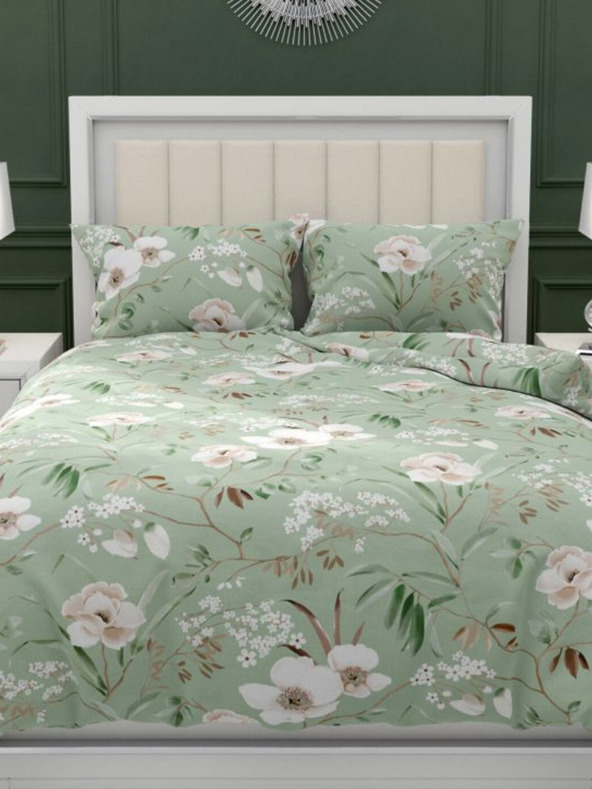 Kvalitex Französische Baumwollbettwäsche DELUX 240x200, 70x90cm MAGNOLIA grün