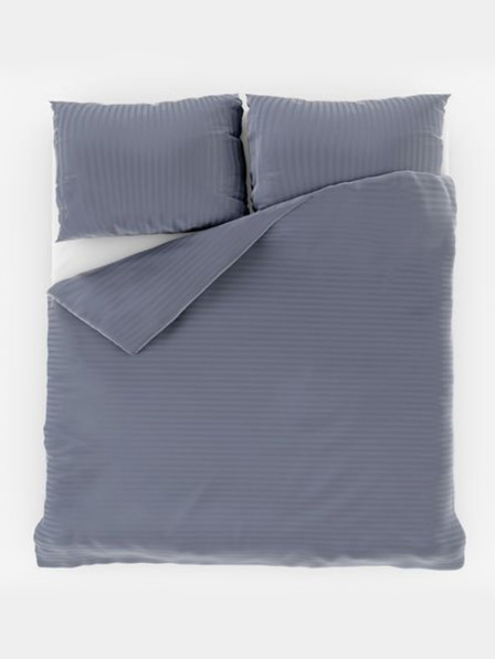 Kvalitex Satin bedding set with stripe 140x200, 70x90cm dark grey Kvalitex
