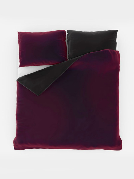 Kvalitex Verlängerte Satin-Französische Bettwäsche LUXURY COLLECTION 1+2, 240x220, 70x90cm bordeaux / schwarz Kvalitex