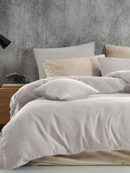 Kvalitex Verlängerte Musselin-Bettwäsche 140x220, 70x90cm Creme Kvalitex