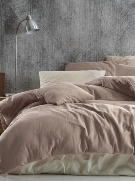 Kvalitex Musselin-Bettwäsche 140x200, 70x90cm beige Kvalitex