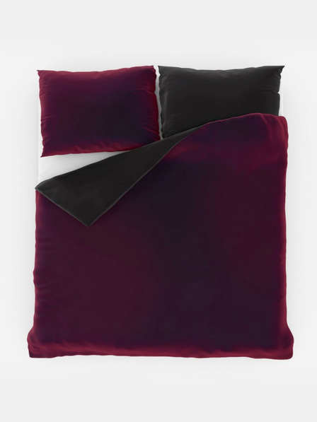 Kvalitex Satin-Französische Bettwäsche LUXURY COLLECTION 1+2, 200x200, 70x90cm bordeaux / schwarz Kvalitex