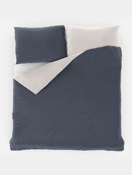 Kvalitex Satin French extended bedding set LUXURY COLLECTION 1+2, 240x220, 70x90cm dark grey / white
