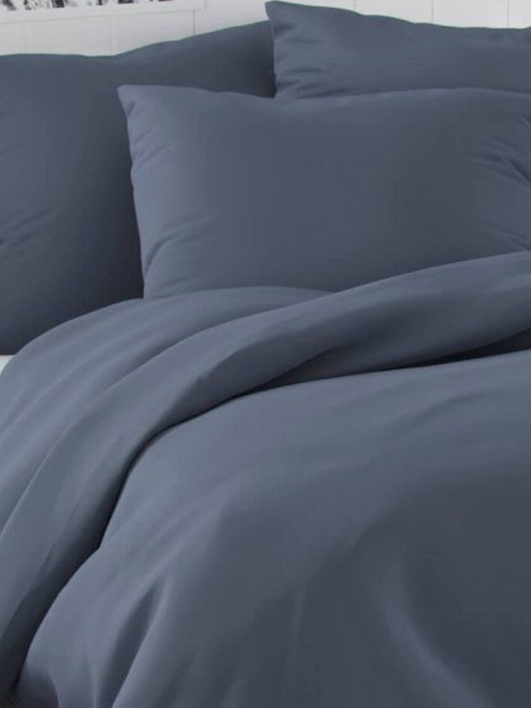 Kvalitex Französische Satin-Bettwäsche LUXURY COLLECTION 1+2, 220x200, 70x90cm dunkelgrau
