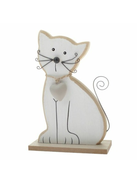 Casa de Engel Holzkatze 15cm - weiß, 6/72