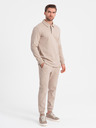 Ombre Clothing Beige Herren Trainingsanzug Polokragen Sweatshirt + Hose Ombre Kleidung