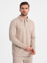Ombre Clothing Beige Herren Trainingsanzug Polokragen Sweatshirt + Hose Ombre Kleidung
