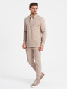 Ombre Clothing Beige Herren Trainingsanzug Polokragen Sweatshirt + Hose Ombre Kleidung