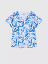 Moodo Blaue Bluse mit Blätterdruck Moodo
