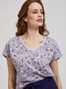Moodo Lila Bluse mit floralem Muster und V-Ausschnitt Moodo