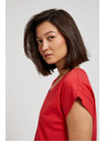 Moodo Rote Bluse mit V-Ausschnitt und elastischer Taille Moodo