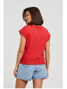 Moodo Rote Bluse mit V-Ausschnitt und elastischer Taille Moodo