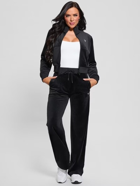 Guess Jeans Damen Schwarze Samt Gerade Hose von Guess Jeans