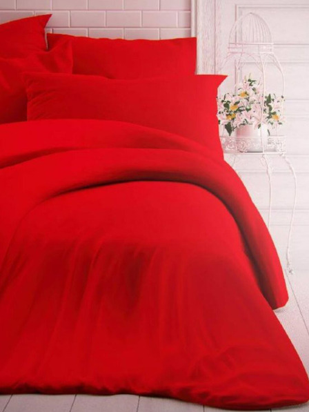 Kvalitex Französische einfarbige Baumwoll-Bettwäsche 240x200, 70x90cm Rot